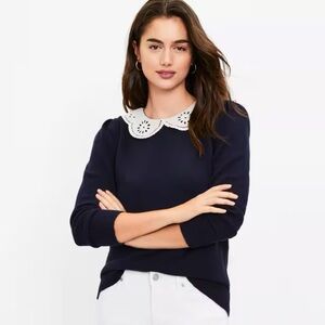 Loft Lace Collar Sweater Womens M